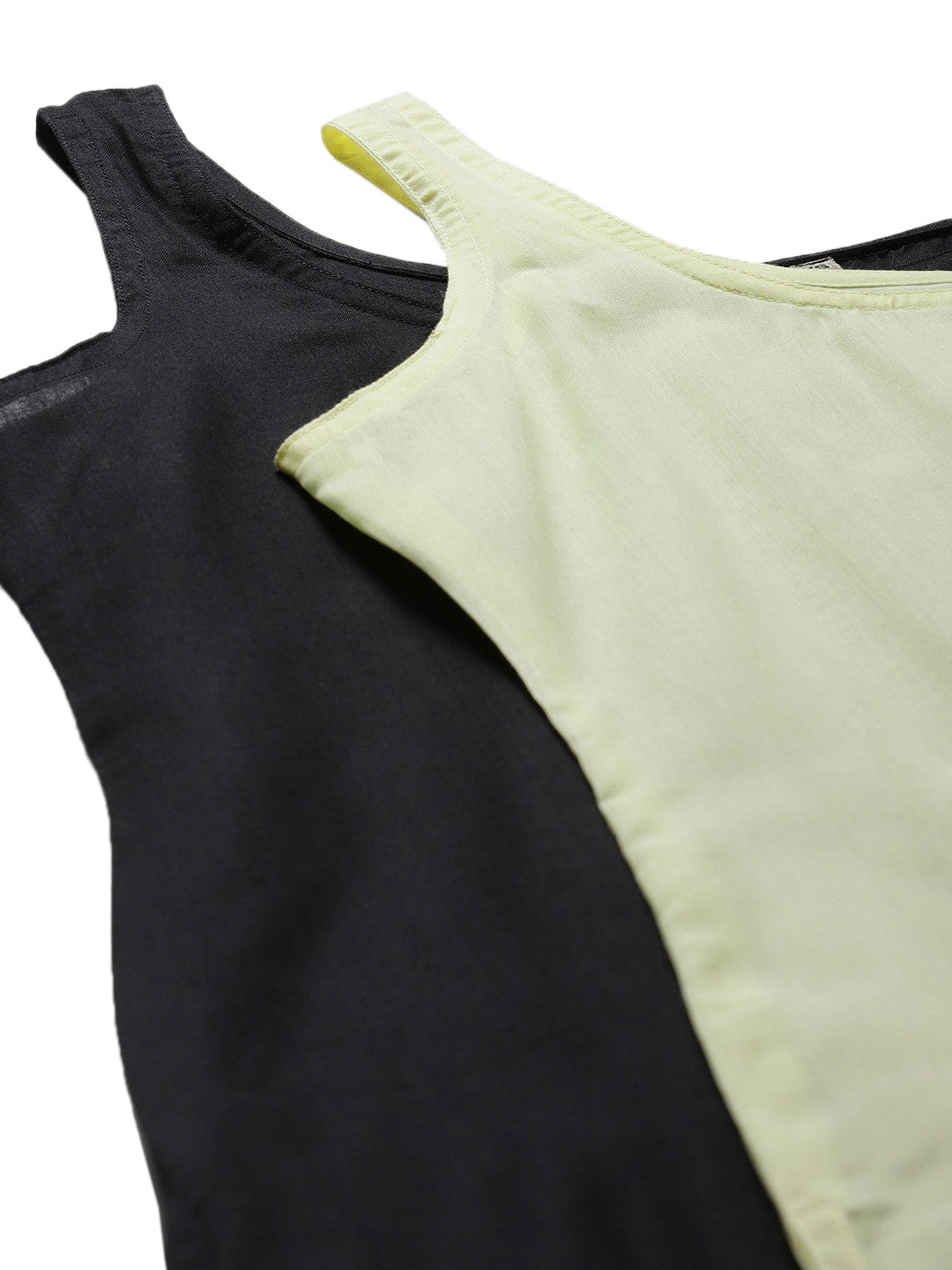 Ada Lemon and Black Cotton Long Slips Combo of 2  A137512.
