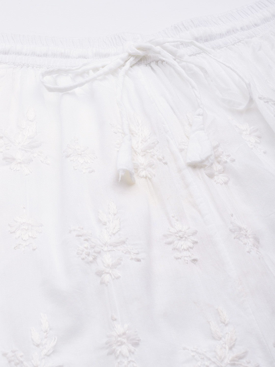 Ada Hand Embroidered White Cotton Lucknowi Chikankari Palazzo A711131