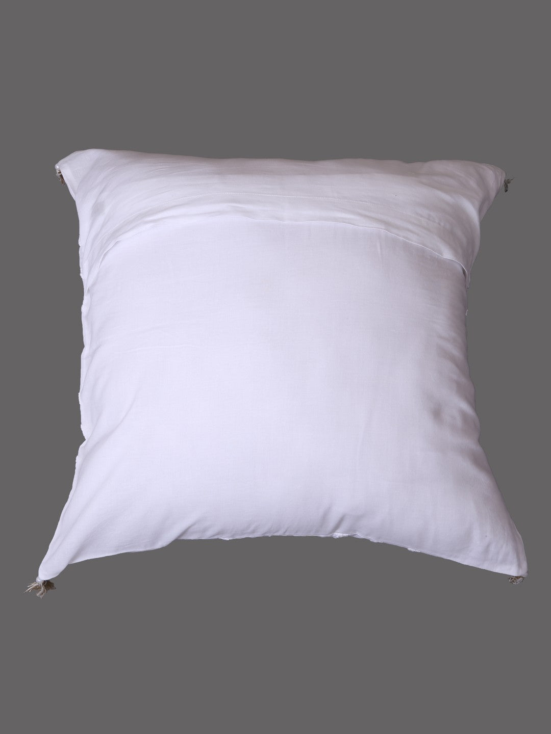 Ada Hand Embroidered White Cotton Lucknowi Chikankari Cushion Cover with Gota Patti Work A011102