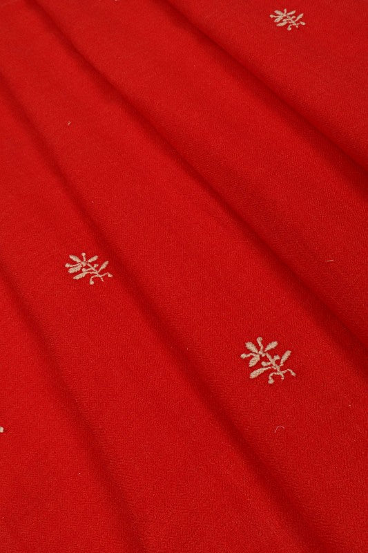 Ada Hand Embroidered Red Pashmina Lucknowi Chikankari Woolen Stole A243457