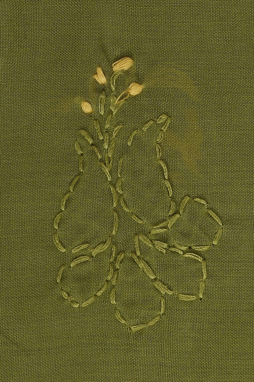 Ada Hand Embroidered Green Cotton Lucknowi Chikan Unstitched Suit Piece–A100250
