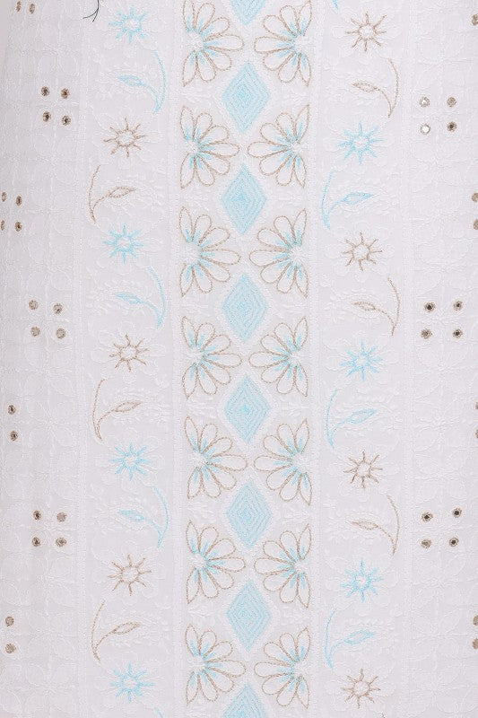 Ada Hand Embroidered White Georgette Lucknowi Chikan Unstitched Kurta Piece A511719