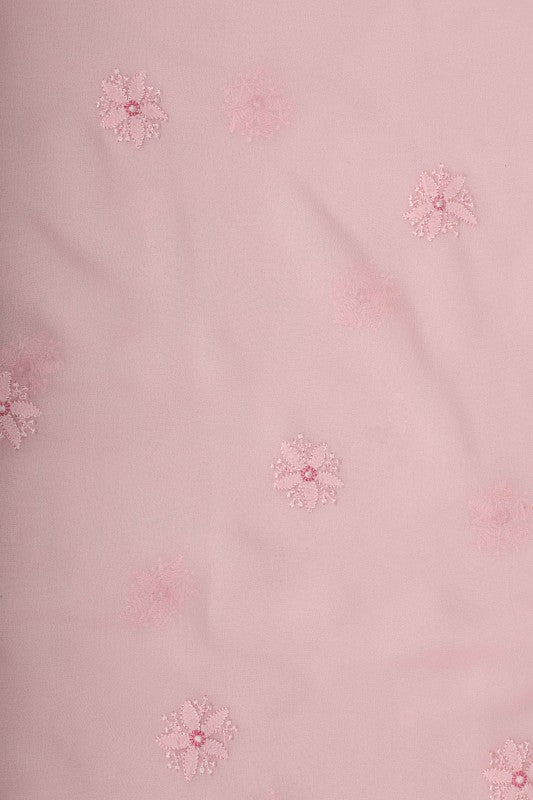 Ada Hand Embroidered Baby Pink Georgette Lucknowi Chikankari Saree With Blouse A610318