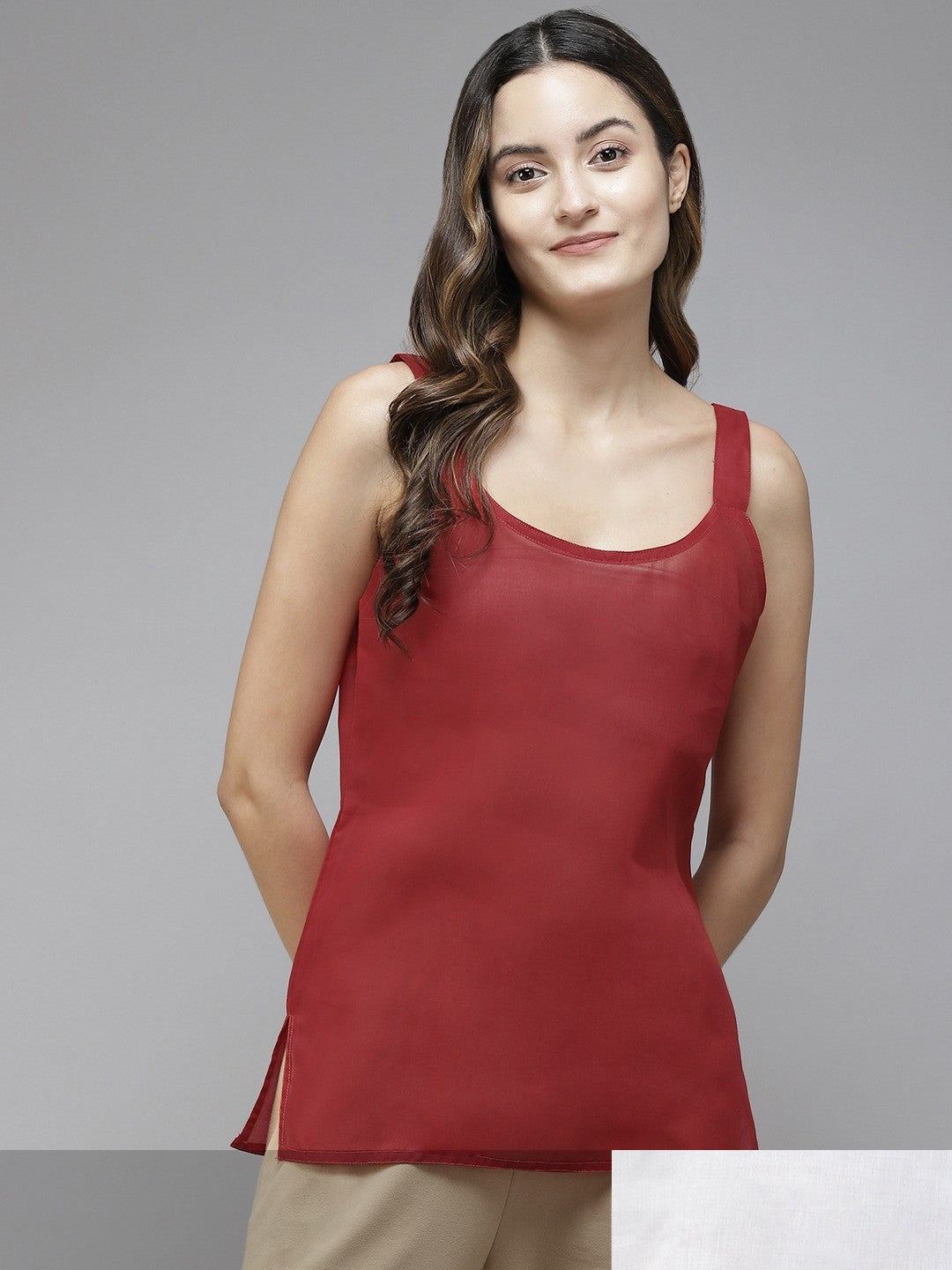 Ada White & Red Cotton Short Slips Combo of 2 A111176.