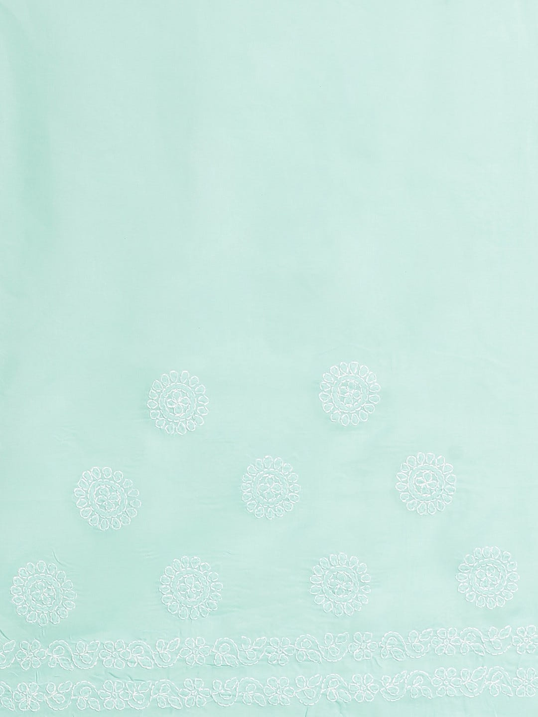 Ada Hand Embroidered Sea Green Cotton Lucknow Chikan Saree With Blouse- A311118