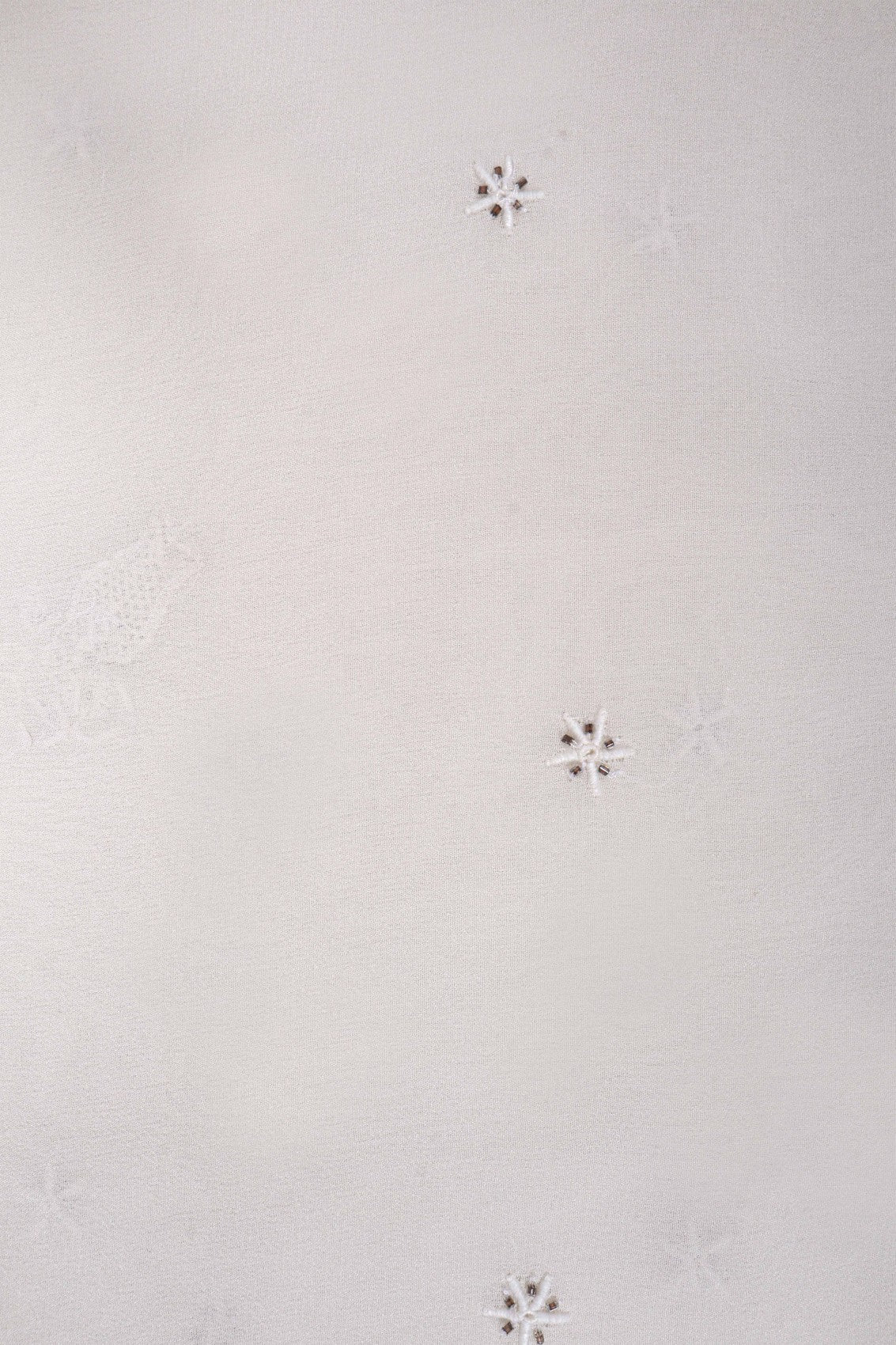 Ada Hand Embroidered White Pure Georgette Lucknowi Chikankari Dupatta With Zari Work A341283