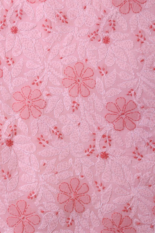 Ada Hand Embroidered Light Pink Cotton Lucknowi Chikan Unstitched Suit Piece-A100301