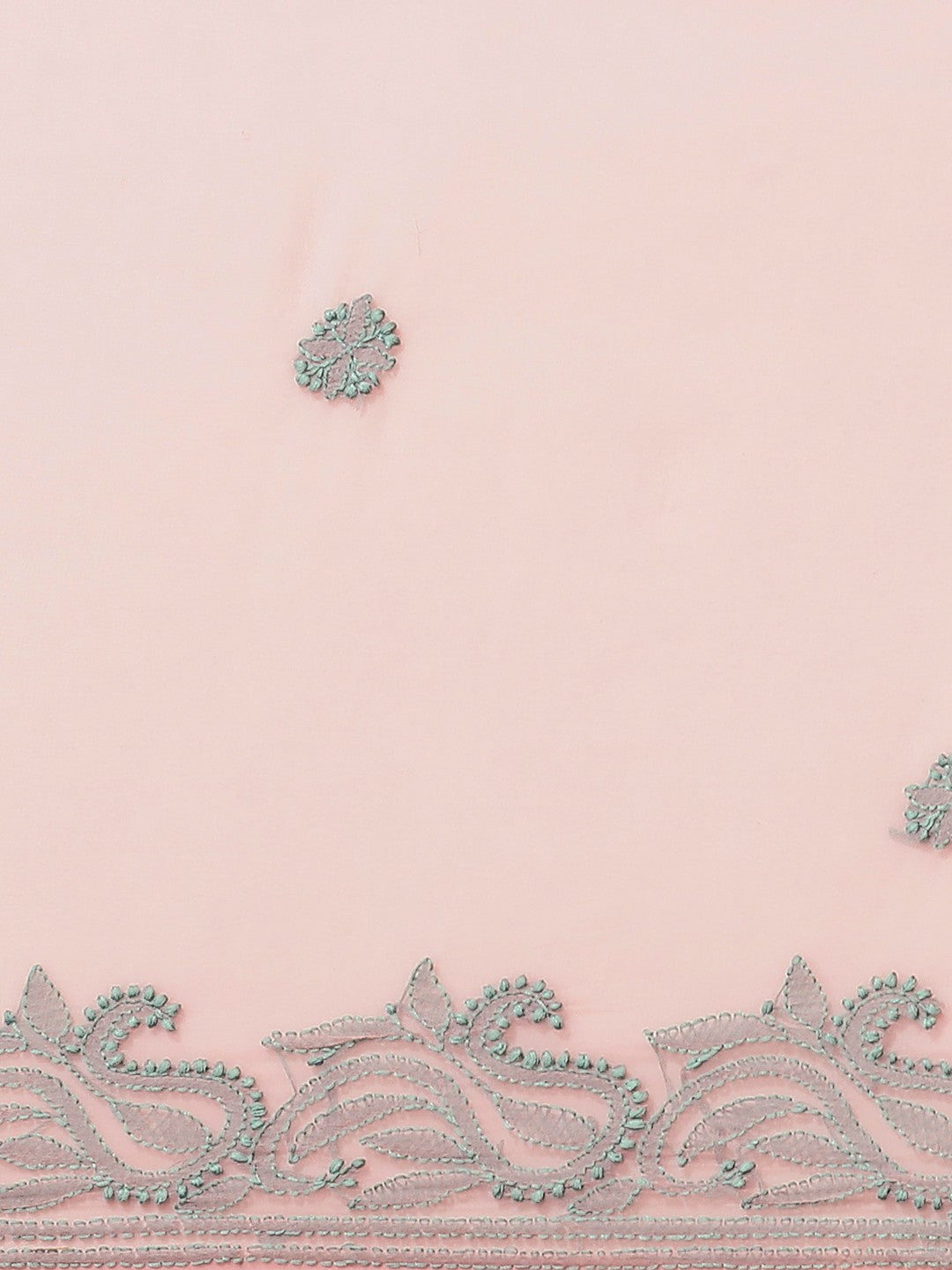 Ada Hand Embroidered Peach Georgette Lucknow Chikan Saree with Blouse A311195