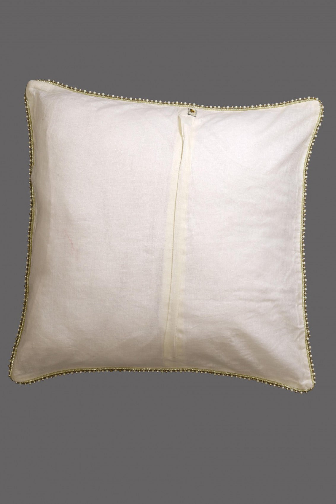 Ada Hand Embroidered White Pure Georgette Lucknow Chikankari Cushion Cover With Pearl Work Set Of 2 A340615