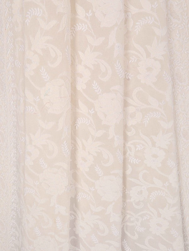 Ada Hand Embroidered Off White Pure Georgette Lucknowi Chikankari Dupatta A180538