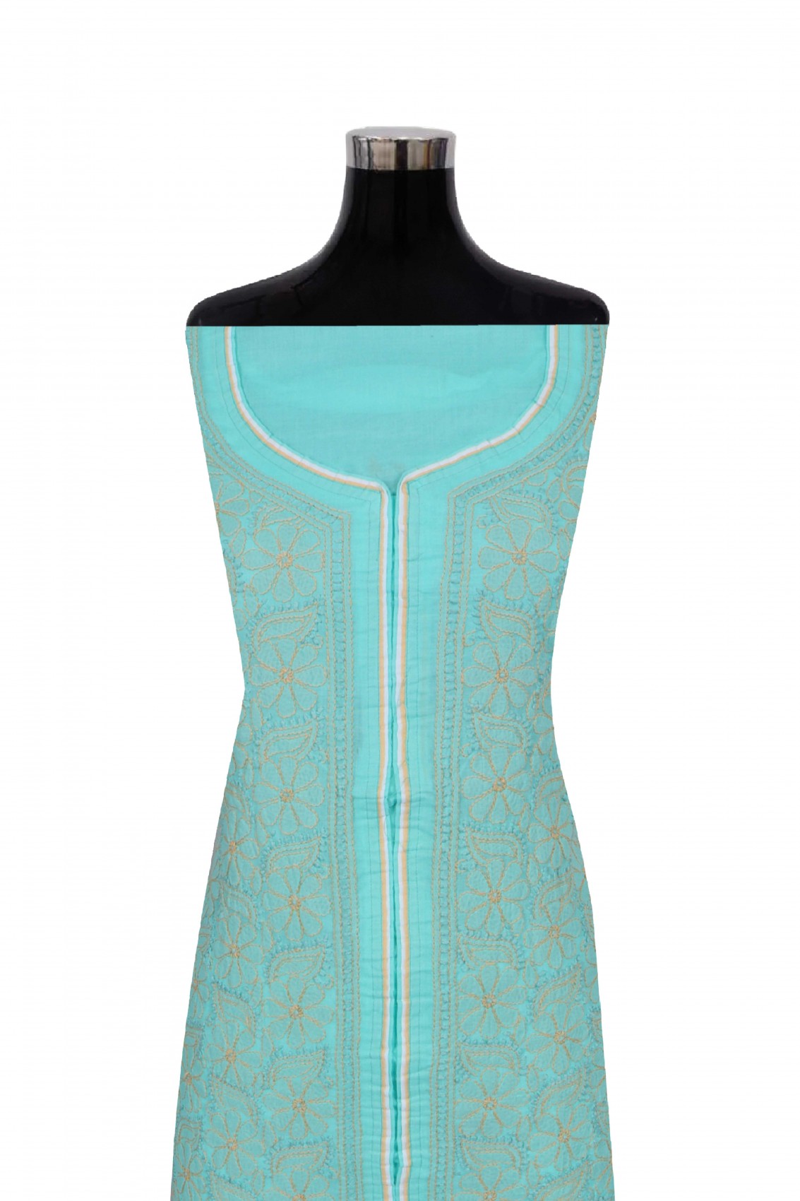 Ada Hand Embroidered Sea Green Cotton Lucknowi Chikankari Unstitched Suit Piece 01A193485