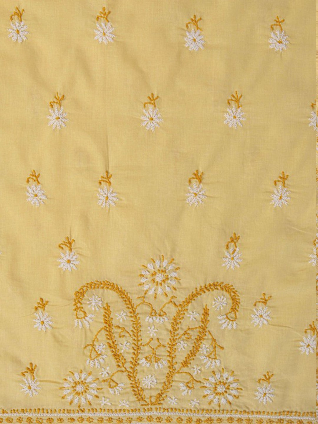 Ada Hand Embroidered Fawn Cotton Lucknowi Chikankari Unstitched Suit Piece A622461