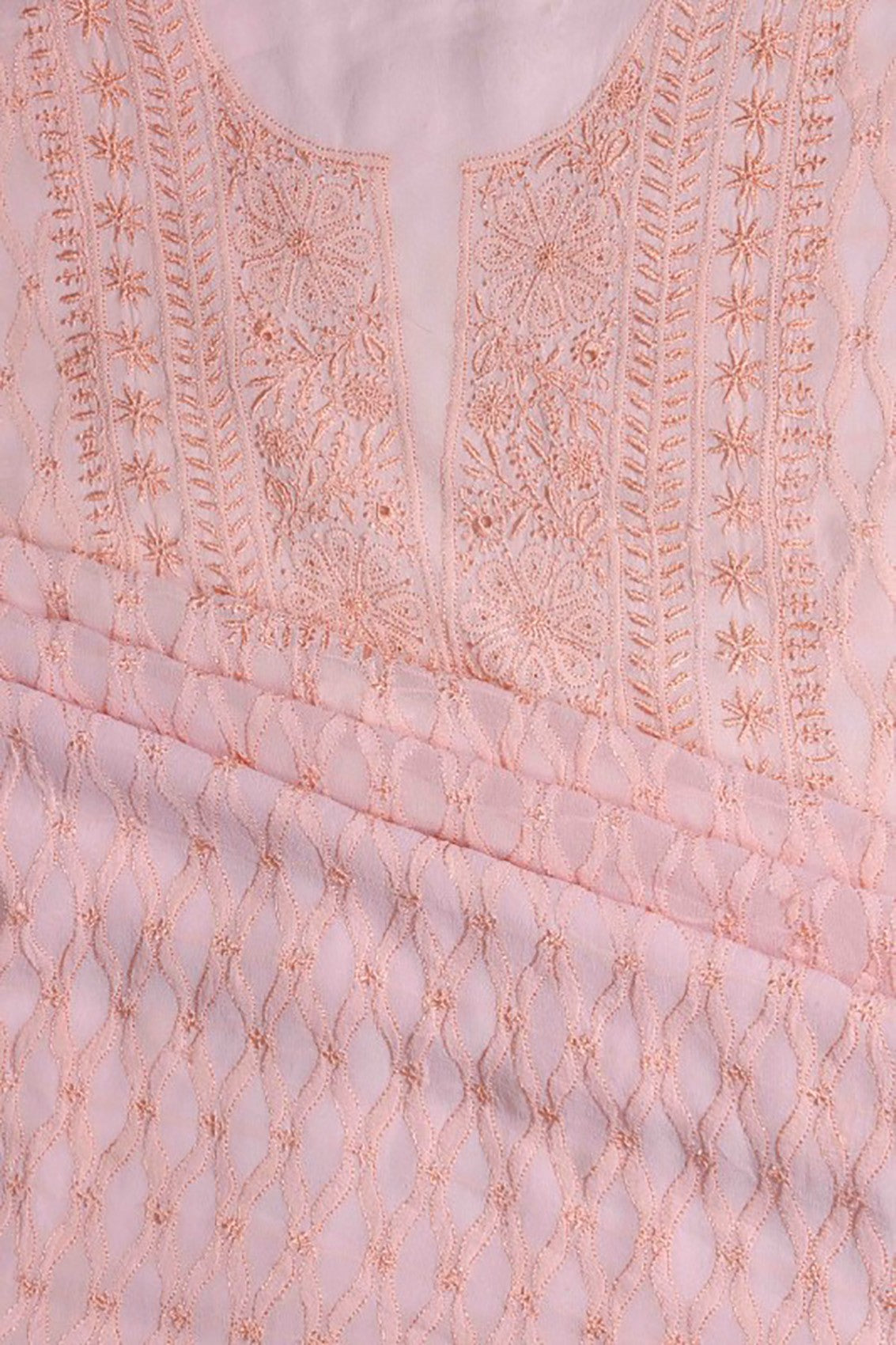 Ada Hand Embroidered Lavender Pure Georgette Lucknowi Chikankari Unstitched Kurta Dupatta Set A460753