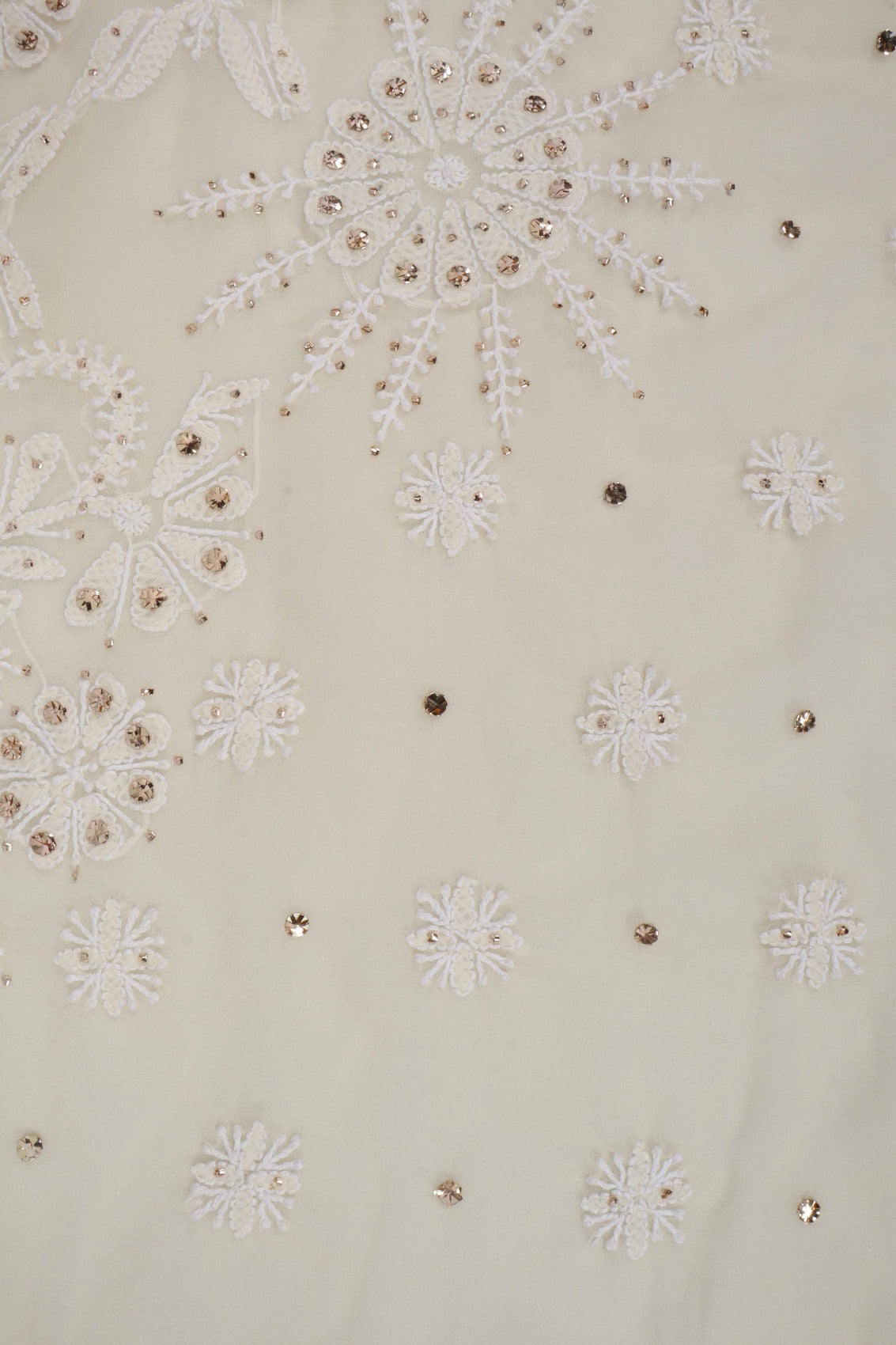 Ada Hand Embroidered Fawn Georgette Lucknowi Chikankari Saree/Blouse With Muqaish Work A516684