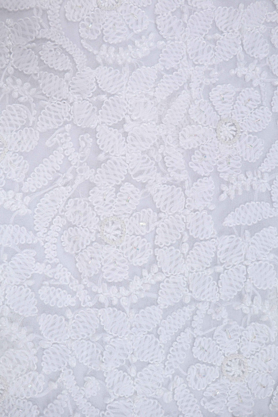Ada Hand Embroidered White Georgette Lucknowi Chikankari Unstitched Suit Piece With Pearl Work 01A28076