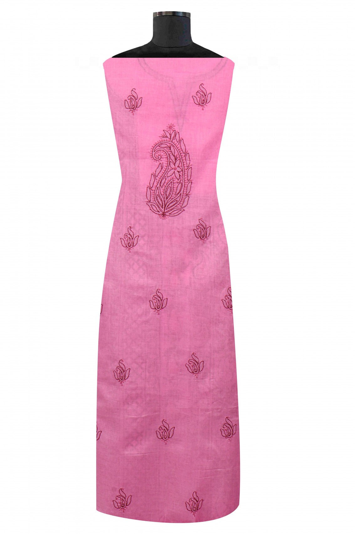 Ada Hand Embroidered Onion Pink Cotton Lucknowi Chikankari Unstitched Suit Piece A592018