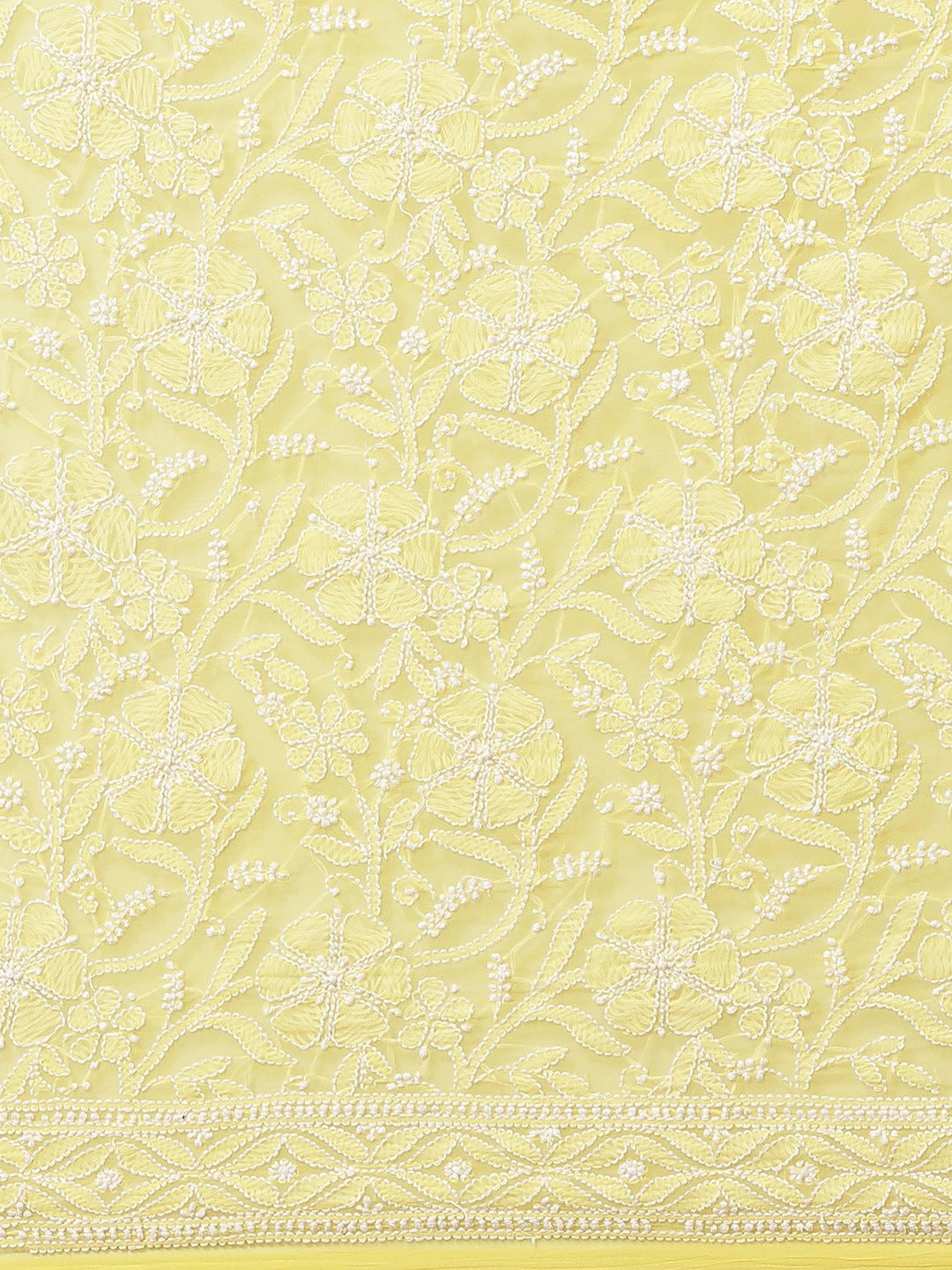 Ada Hand Embroidered Yellow Georgette Lucknow Chikan Saree with Blouse A311302