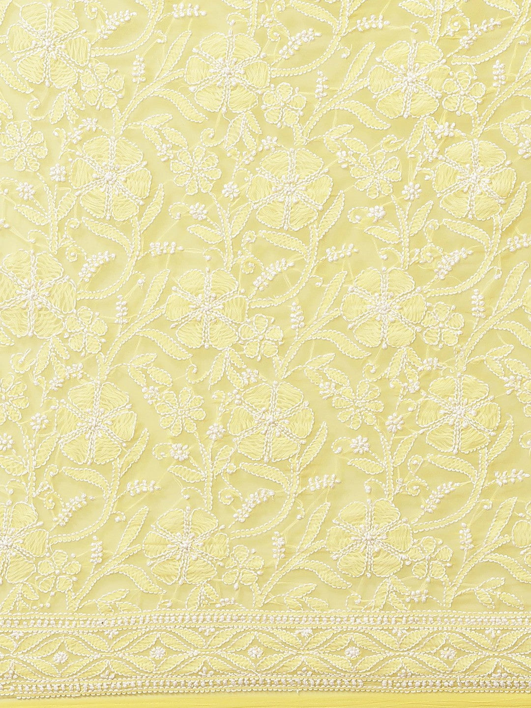 Ada Hand Embroidered Yellow Georgette Lucknow Chikan Saree with Blouse A311302