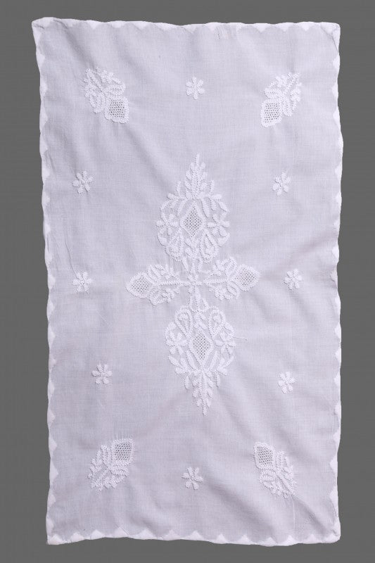 Ada Hand Embroidered White Cotton Lucknowi Chikankari Dining Table Runner Set A171612