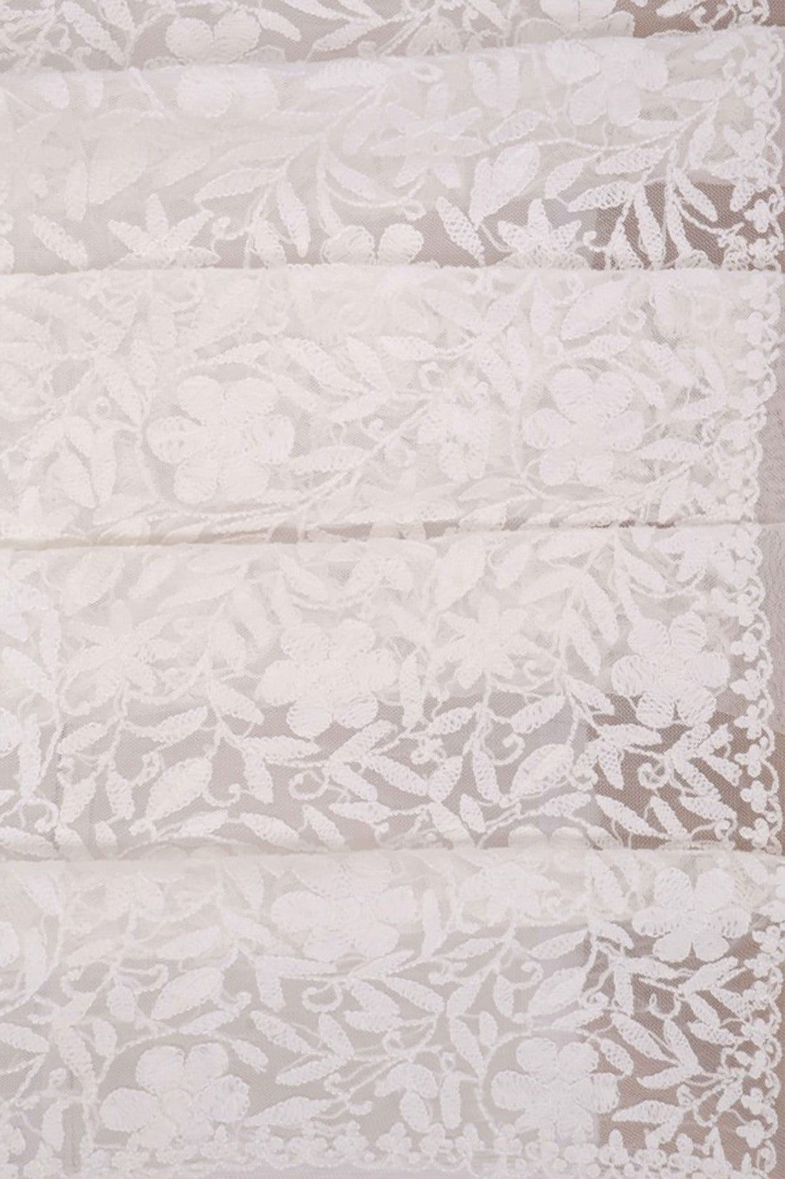 Ada Hand Embroidered White Net Lucknowi Chikankari Dupatta A567877