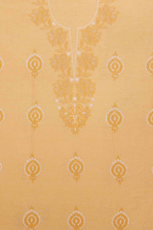 Ada Hand Embroidered Fawn Chanderi Lucknowi Chikankari Unstitched Suit Piece A442518