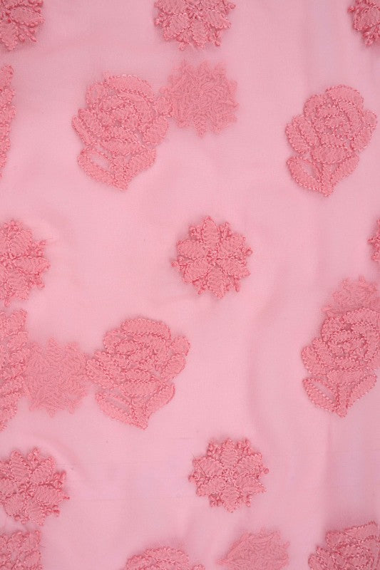Ada Hand Embroidered Peach Georgette Lucknowi Chikan Unstitched Suit Piece A211219