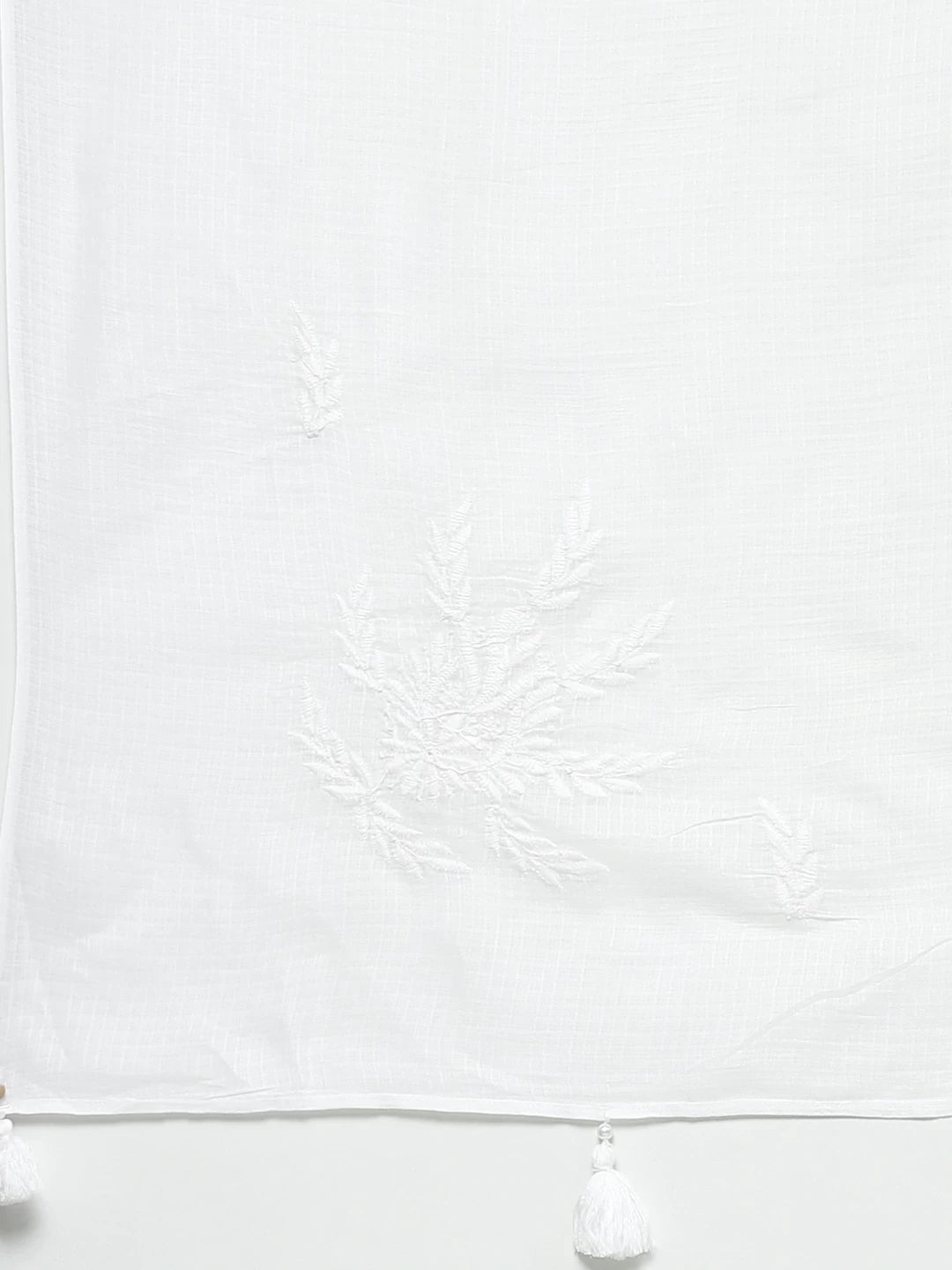 Ada Hand Embroidered White Kota Lucknowi Chikankari Dupatta– A511114