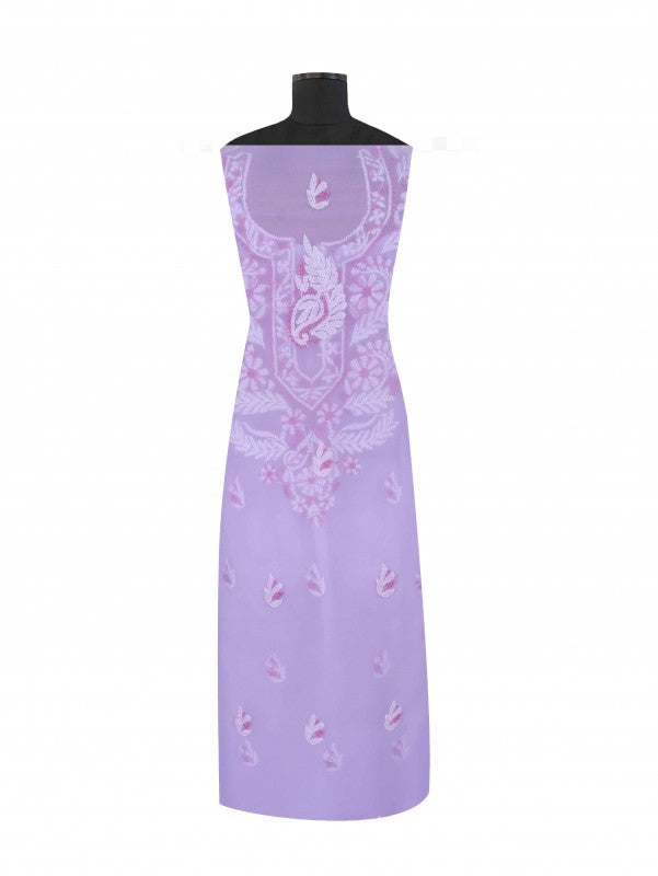 Ada Hand Embroidered Lavender Georgette Lucknowi Chikan Unstitched Kurta Piece A599347