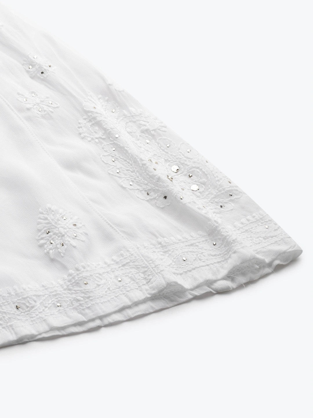 Ada Hand Embroidered White Georgette Lucknowi Chikan Sharara with Muqaish Work A711137