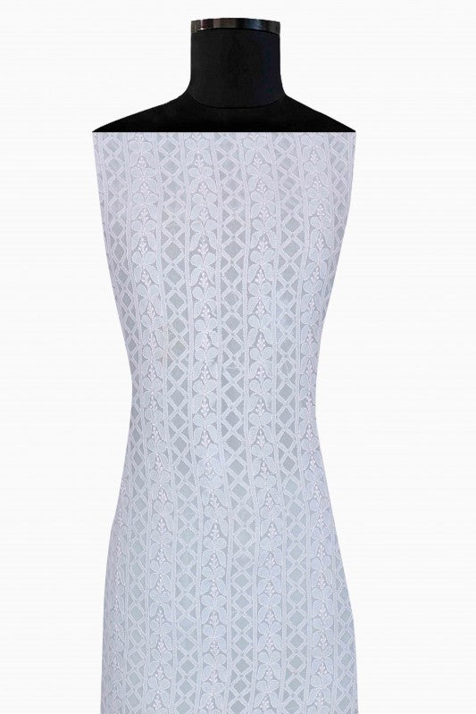 Ada Hand Embroidered Sky Blue Pure Georgette Lucknowi Chikan Unstitched Kurta Piece A85817