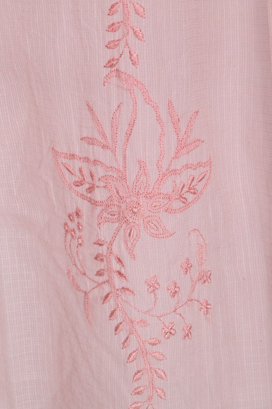 Ada Hand Embroidered Pink Kota Lucknowi Chikankari Curtain A37799