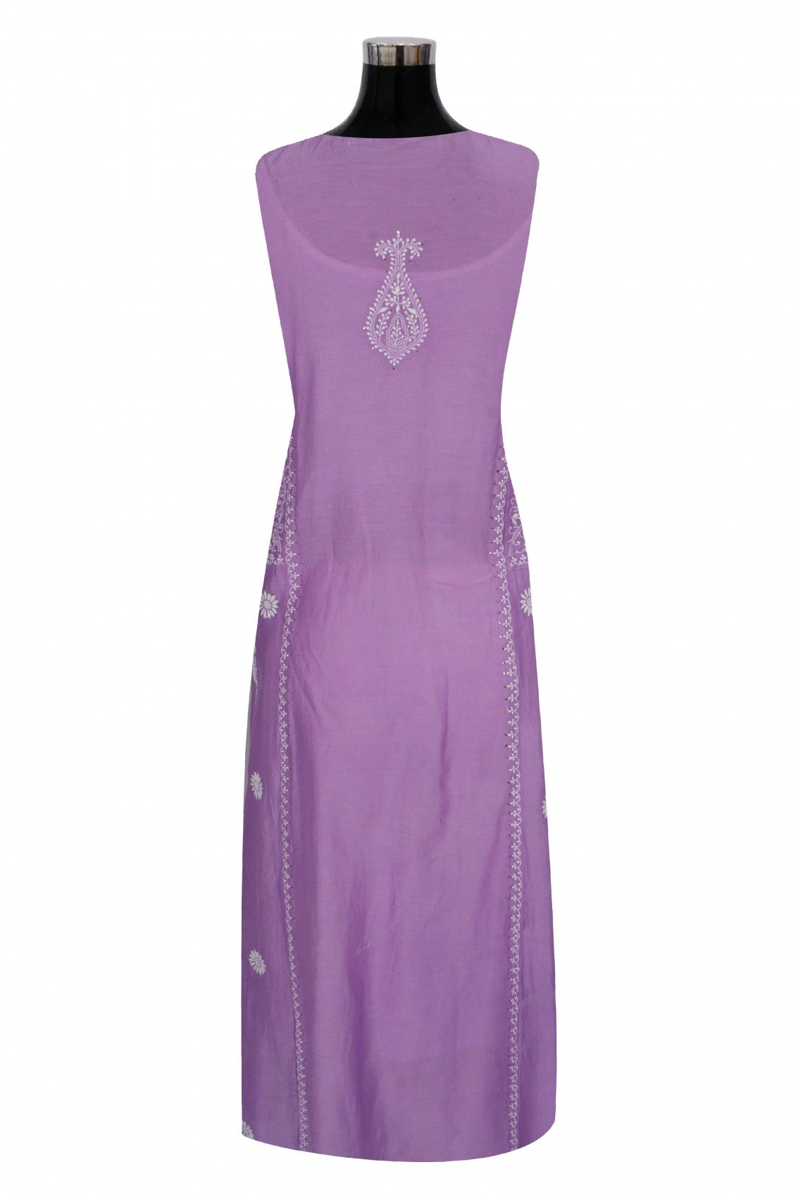 Ada Hand Embroidered Mauve Chanderi Lucknowi Chikankari Semi-Stitched Anarkali Kurta With Muqaish Work A601077