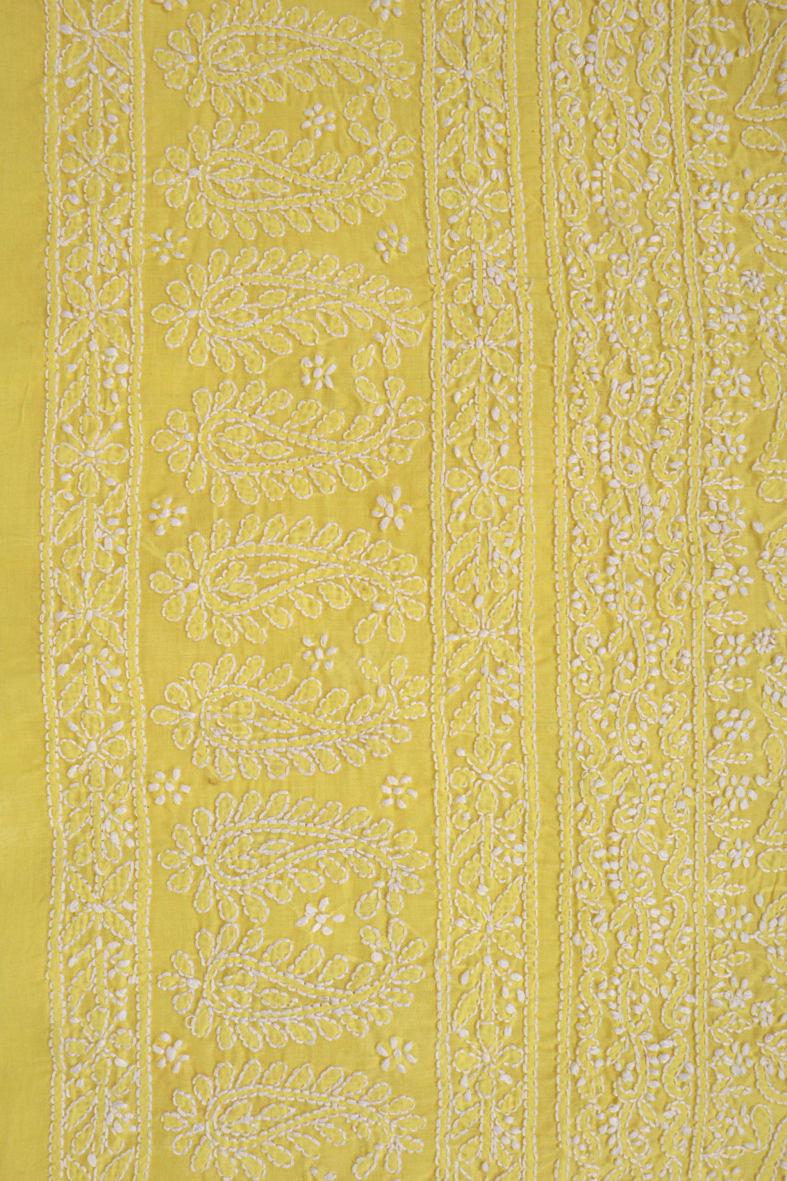Ada Hand Embroidered Yellow Cotton Lucknowi Chikankari Unstitched Suit Piece 01A137314