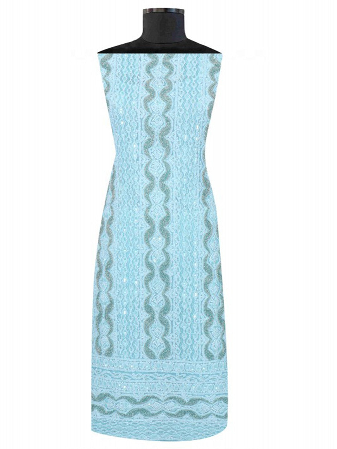 Ada Hand Embroidered Pastel Blue Georgette Lucknowi Chikankari Unstitched Suit Piece With Pearl Work 01A172899