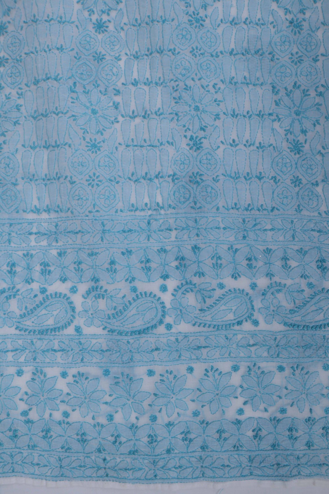 Ada Hand Embroidered White Cotton Lucknowi Chikankari Unstitched Suit Piece 01A271111