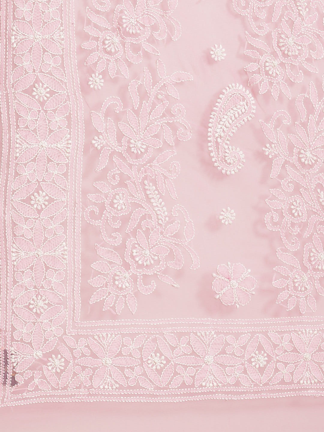Ada Hand Embroidered Pink Georgette Lucknow Chikan Saree with Blouse A311295