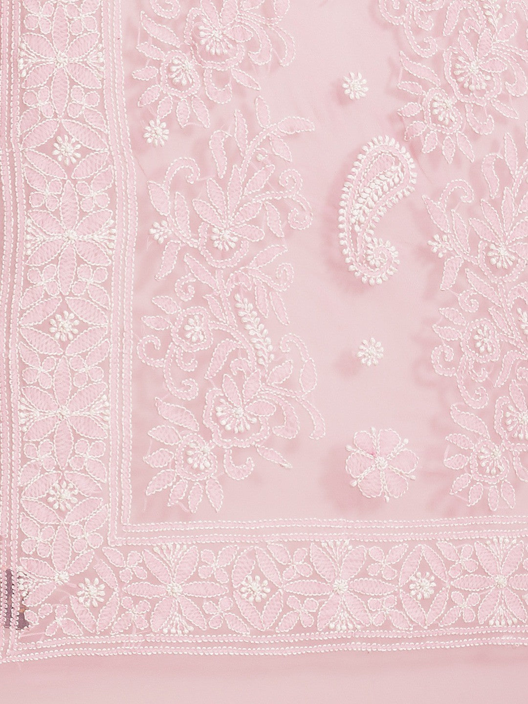 Ada Hand Embroidered Pink Georgette Lucknow Chikan Saree with Blouse A311295