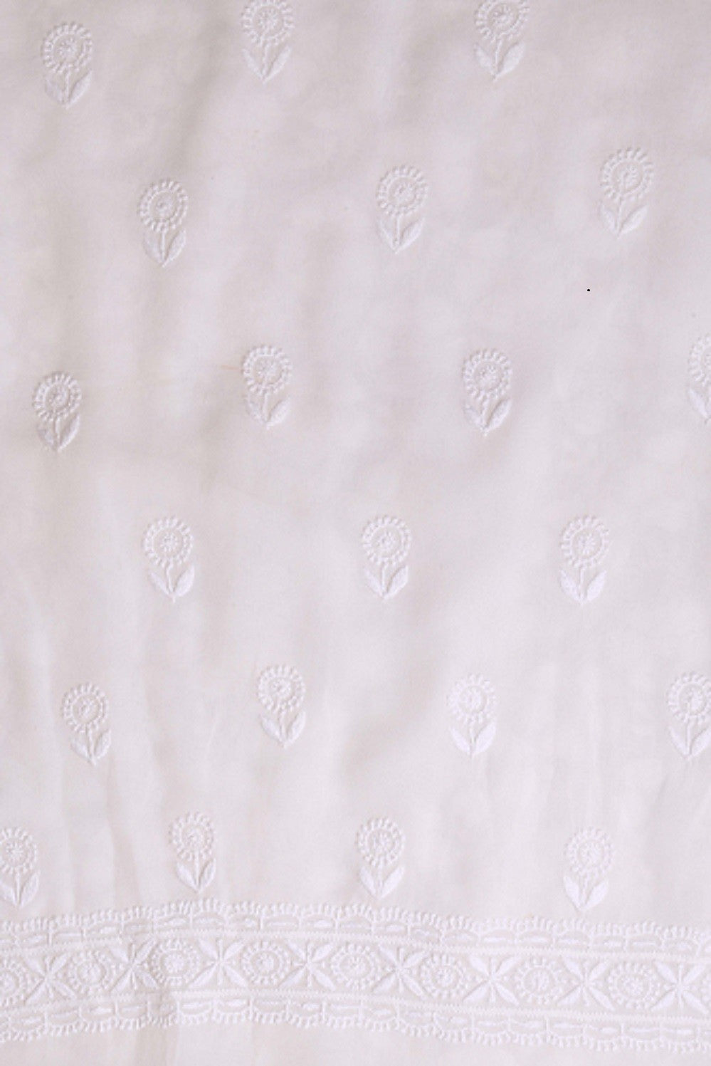 Ada Hand Embroidered White Pure Georgette Lucknowi Chikan Unstitched Kurta Dupatta Set A94855