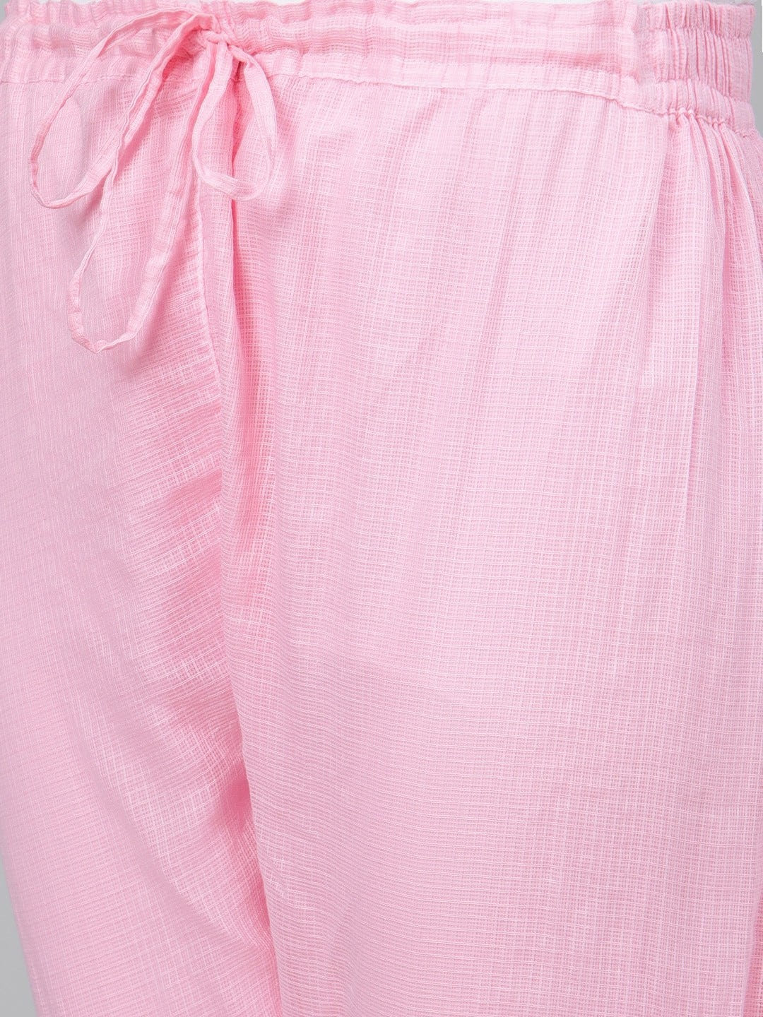 Ada Hand Embroidered Pink Kota Lucknow Chikankari Kurta with Trouser Set A811144