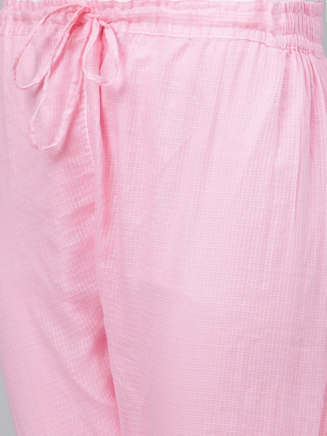 Ada Hand Embroidered Pink Kota Lucknow Chikankari Kurta with Trouser Set A811144