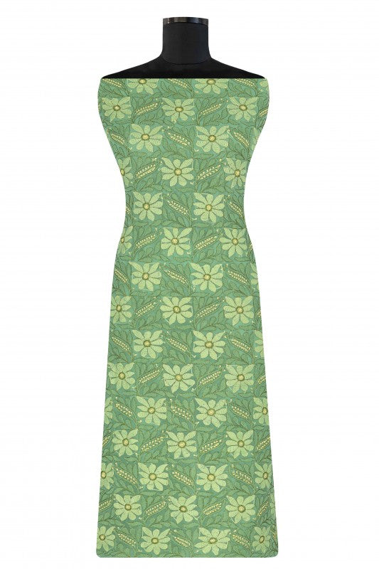 Ada Hand Embroidered Green Georgette Lucknowi Chikan Unstitched Kurta Piece A611840