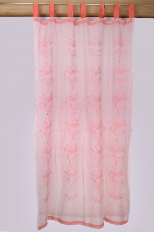 Ada Hand Embroidered Pink Kota Lucknowi Chikankari Curtain A37799