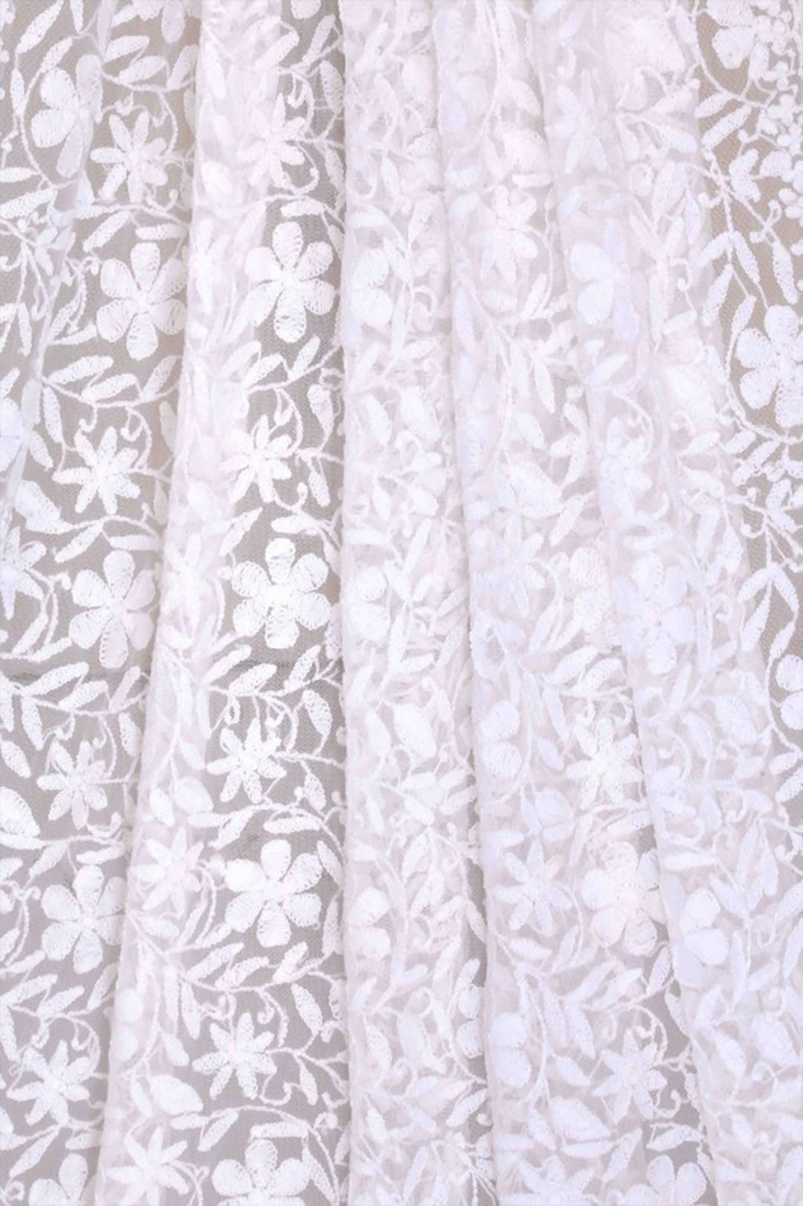 Ada Hand Embroidered White Net Lucknowi Chikankari Dupatta A567875