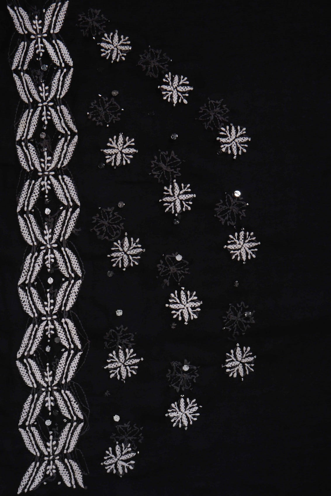 Ada Hand Embroidered Black Georgette Lucknowi Chikankari Saree/Blouse With Muqaish Work A381079