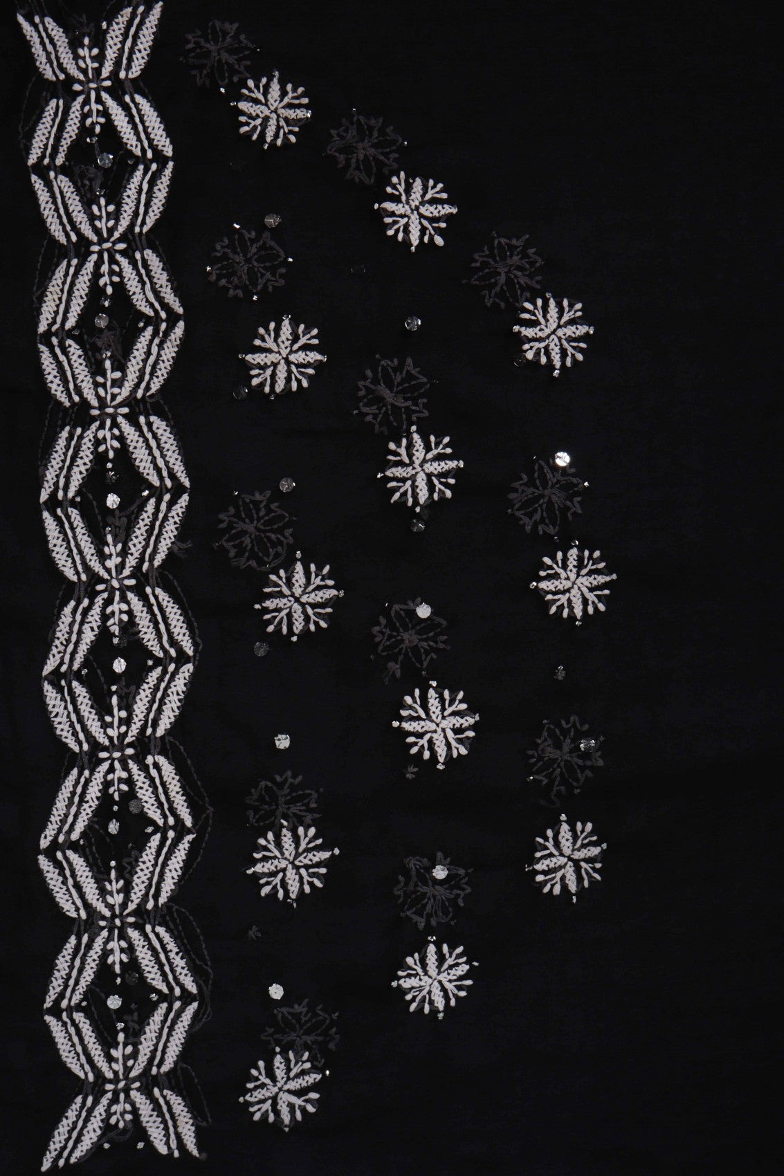 Ada Hand Embroidered Black Georgette Lucknowi Chikankari Saree/Blouse With Muqaish Work A381079