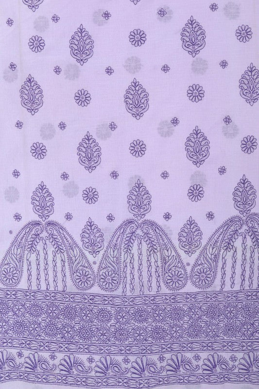 Ada Hand Embroidered Mauve Cotton Lucknowi Chikan Unstitched Suit Piece A176918