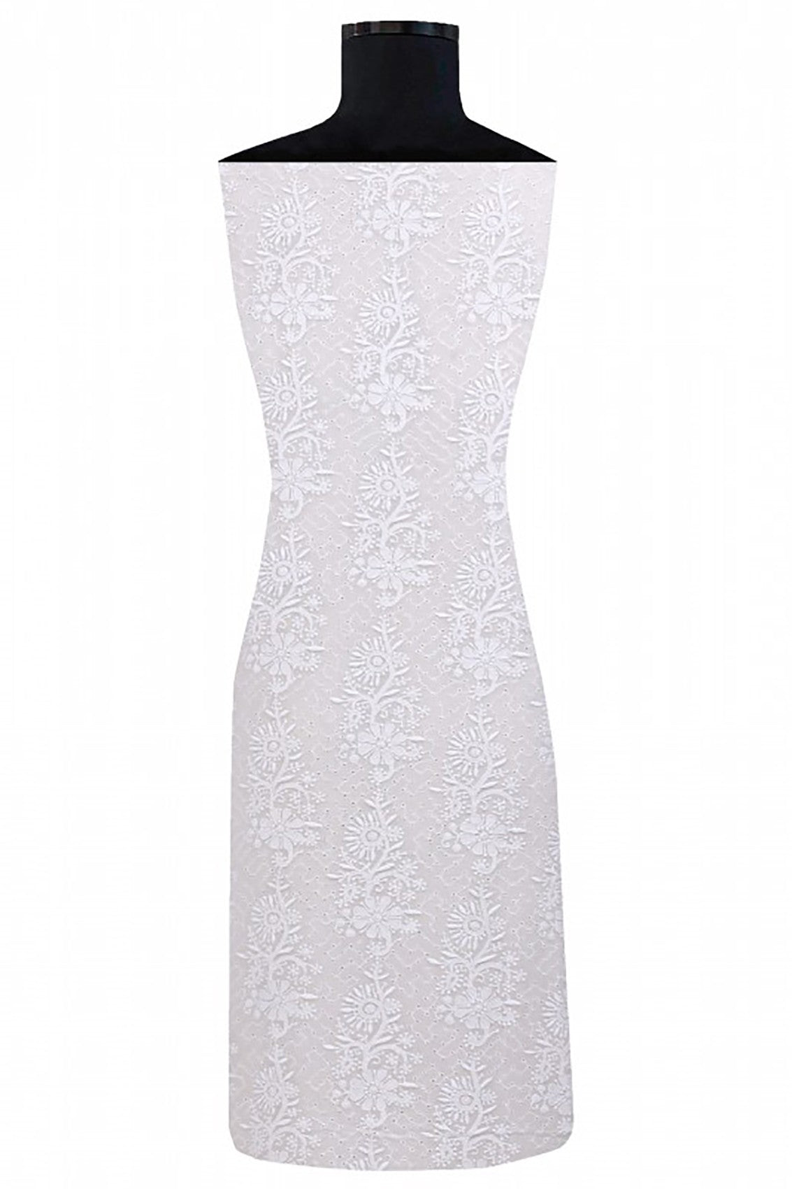 Ada Hand Embroidered White Pure Georgette Lucknowi Chikankari Unstitched Kurta Dupatta Set A593630