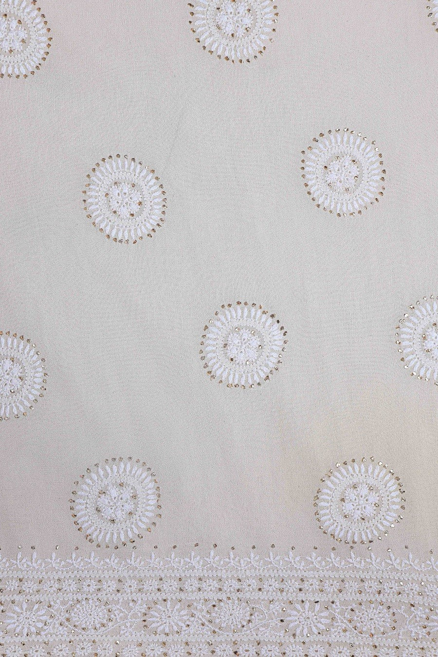 Ada Hand Embroidered White Pure Georgette Semi Stitched Anarkali Kurta Dupatta Set with Muquaish Work A501767