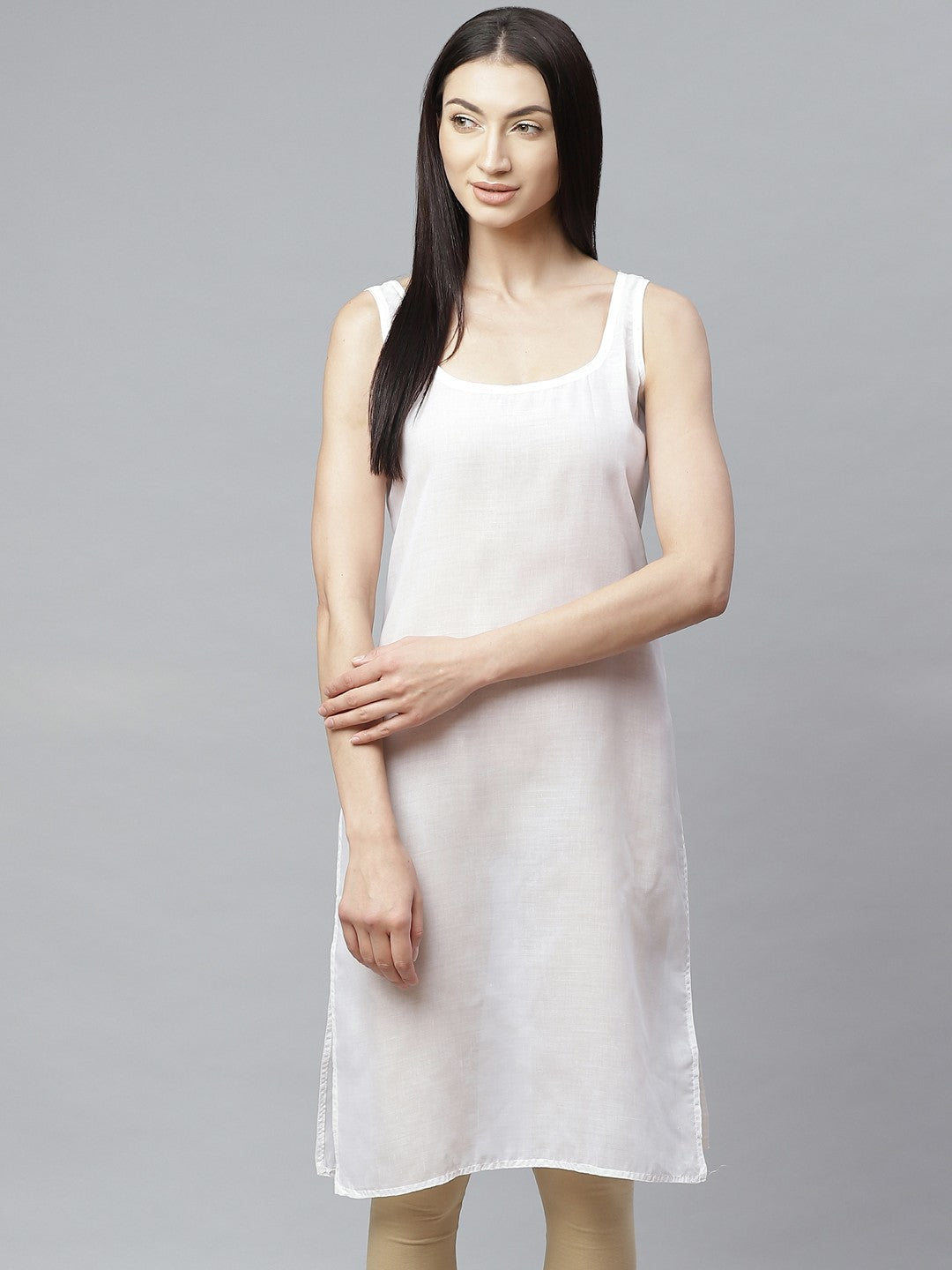 Ada Onion Pink and White Cotton Long Slips Combo of 2 A293031.