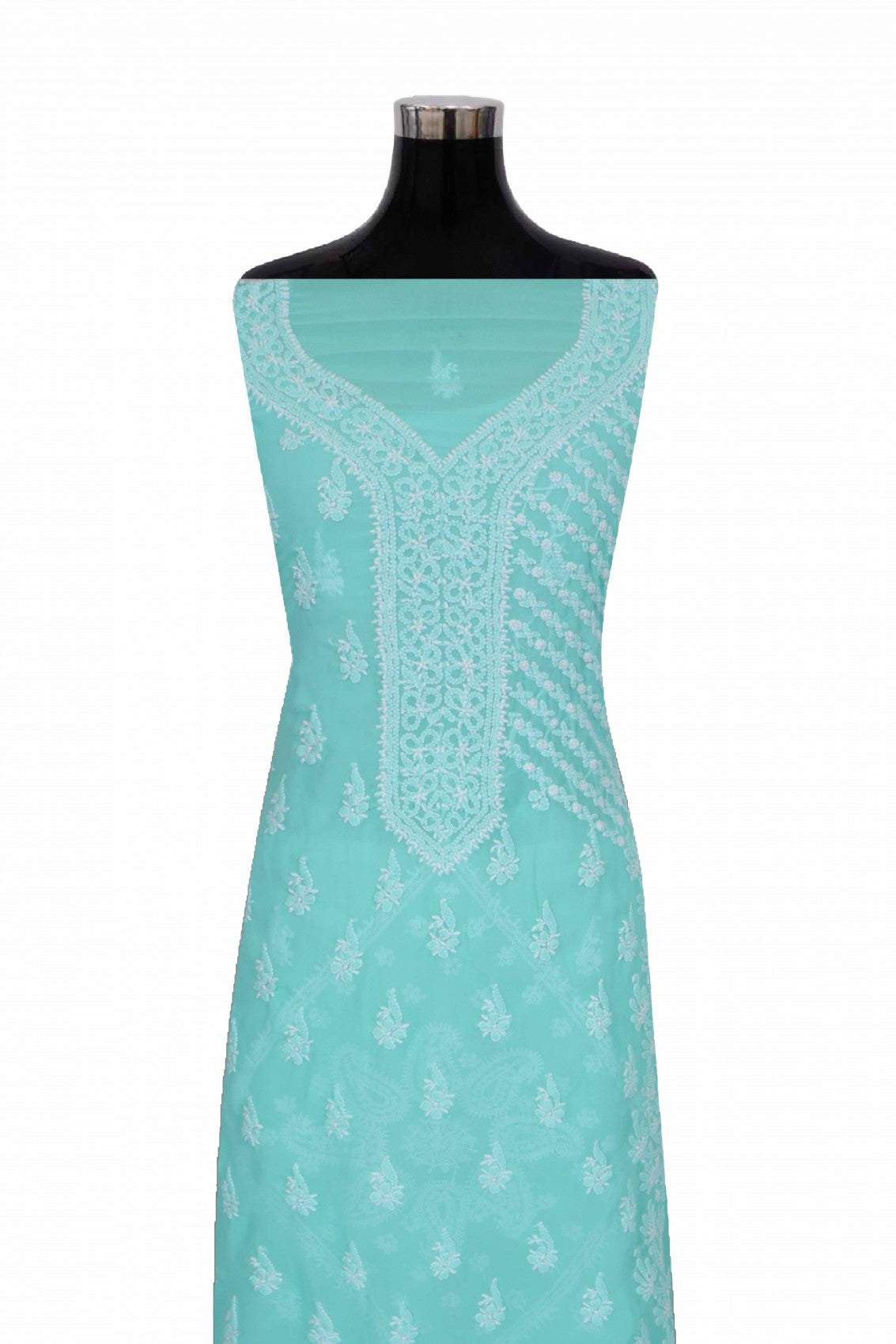 Ada Hand Embroidered Sea Green Georgette Lucknowi Chikankari Unstitched Suit Piece A615333